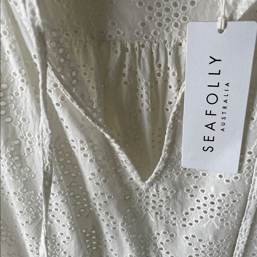 White Eyelet Sleeveless swim cover up by seafolly - Picture 7 of 8